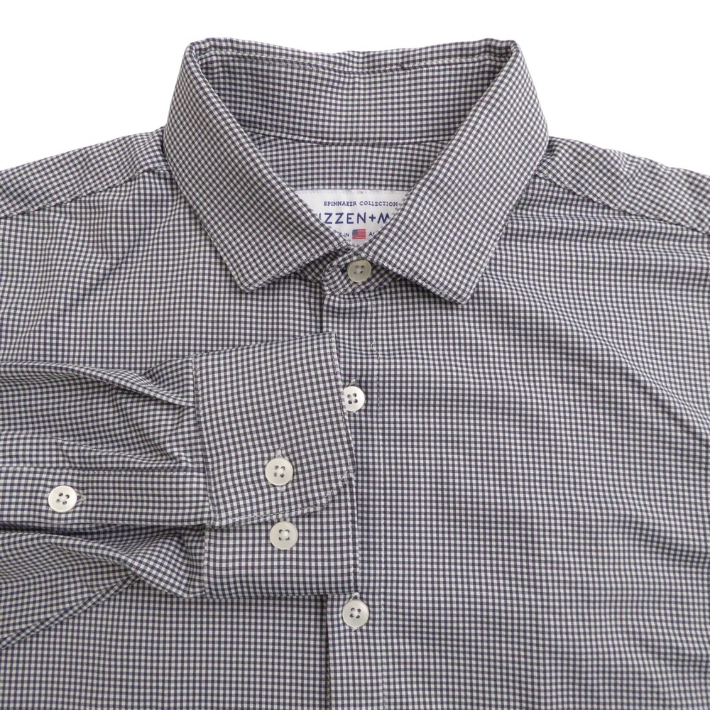 Mizzen+Main Mens Button Down Shirt Blue Gingham Spinnaker Trim Fit XL